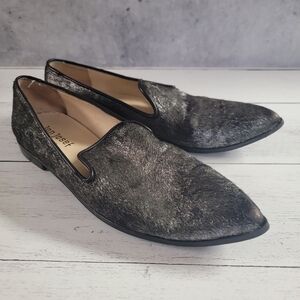 Jon Josef, Women's Pewter/Grey Haircalf, Pointy-toe Smoking Loafer, 81/2M